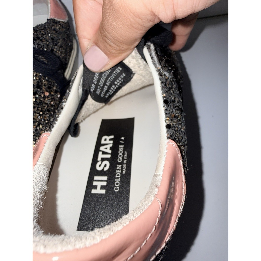 GOLDEN GOOSE Hi Star Glitter Star Black Pink Gold White Women's Sneakers Sz 38 - Picture 10 of 10